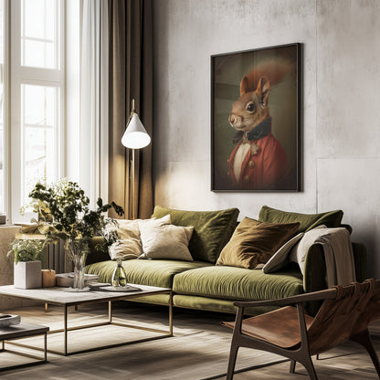 Regal Squirrel Gentleman - Poster / Art Print - interiör