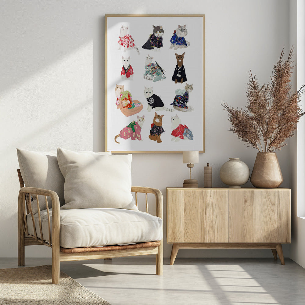 Cat In Kimono - Poster / Art Print - interiör
