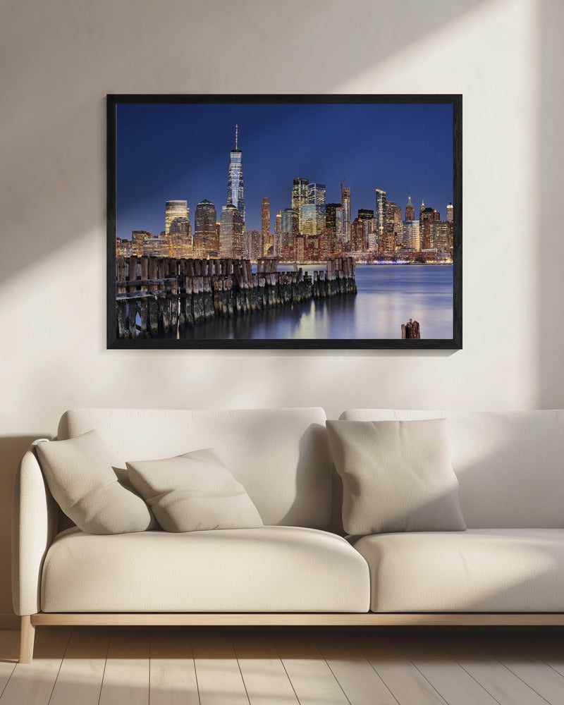 Manhattan Skyline at night - Poster / Art Print - interiör