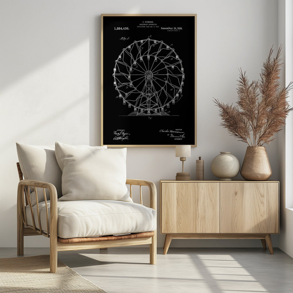 Amusement Apparatus Patent 1920 - Poster / Art Print - interiör