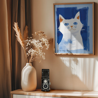 Cat In Blue - Poster / Art Print - interiör