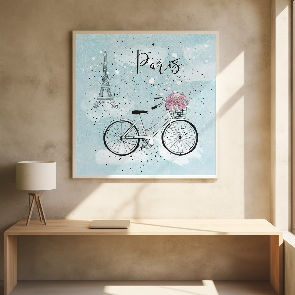 Blue Paris Bike - Poster / Art Print - interiör