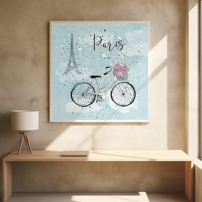 Blue Paris Bike - Poster / Art Print - interiör