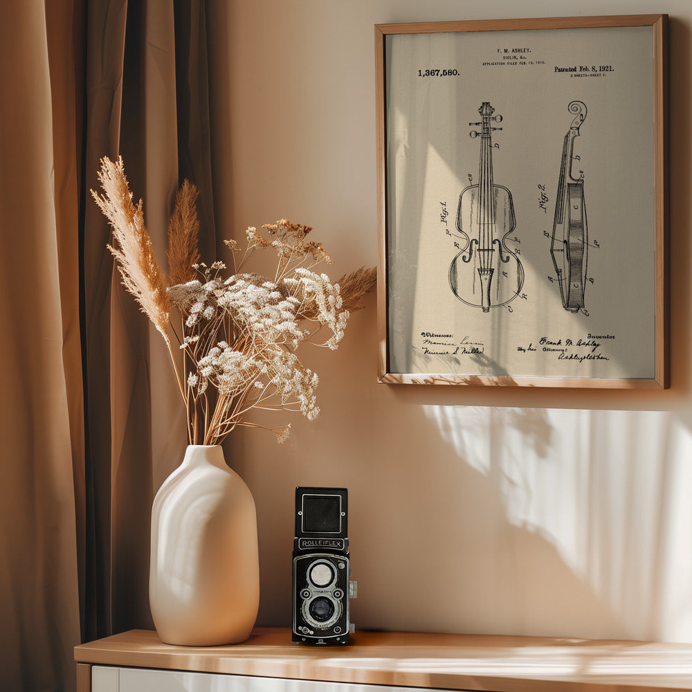 Violin Patent 1921 - Poster / Art Print - interiör