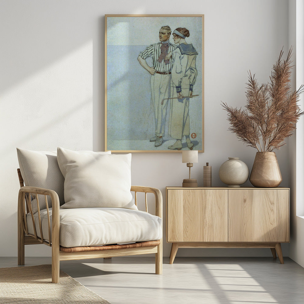 Man and Woman In Sport Clothes (1913) - Poster / Art Print - interiör