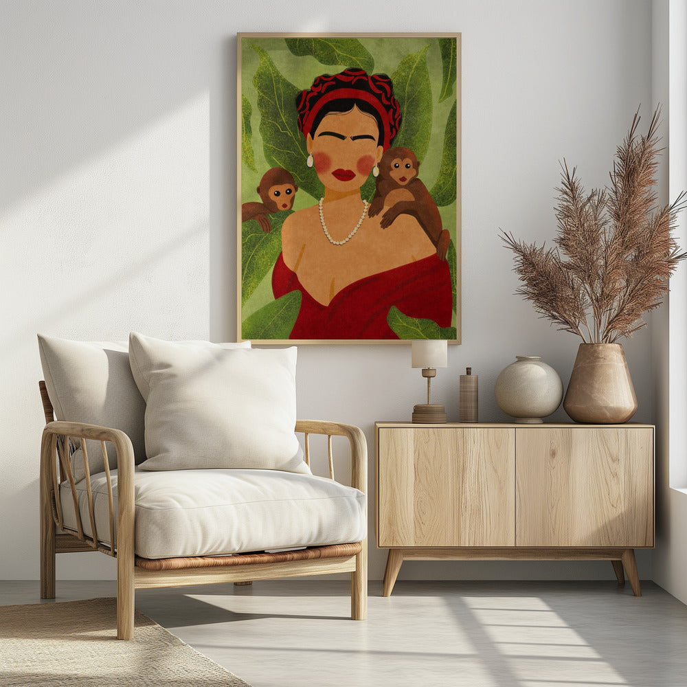 Frida and Monkeys - Poster / Art Print - interiör