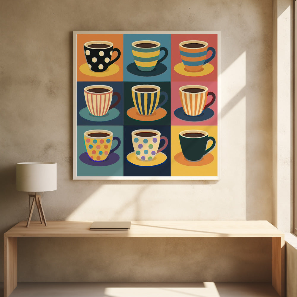 Colorful Coffee Cups - Poster / Art Print - interiör