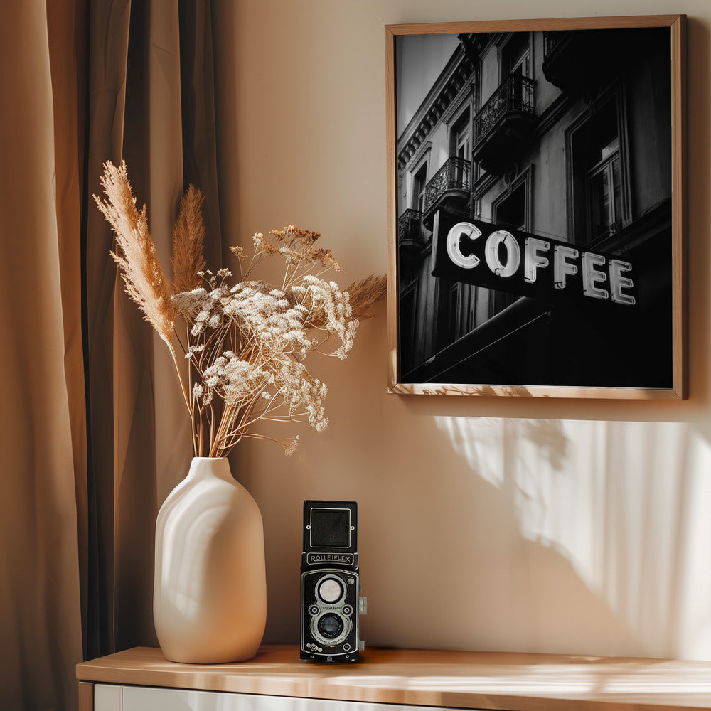 Vintage Coffee Sign No 2 - Poster / Art Print - interiör