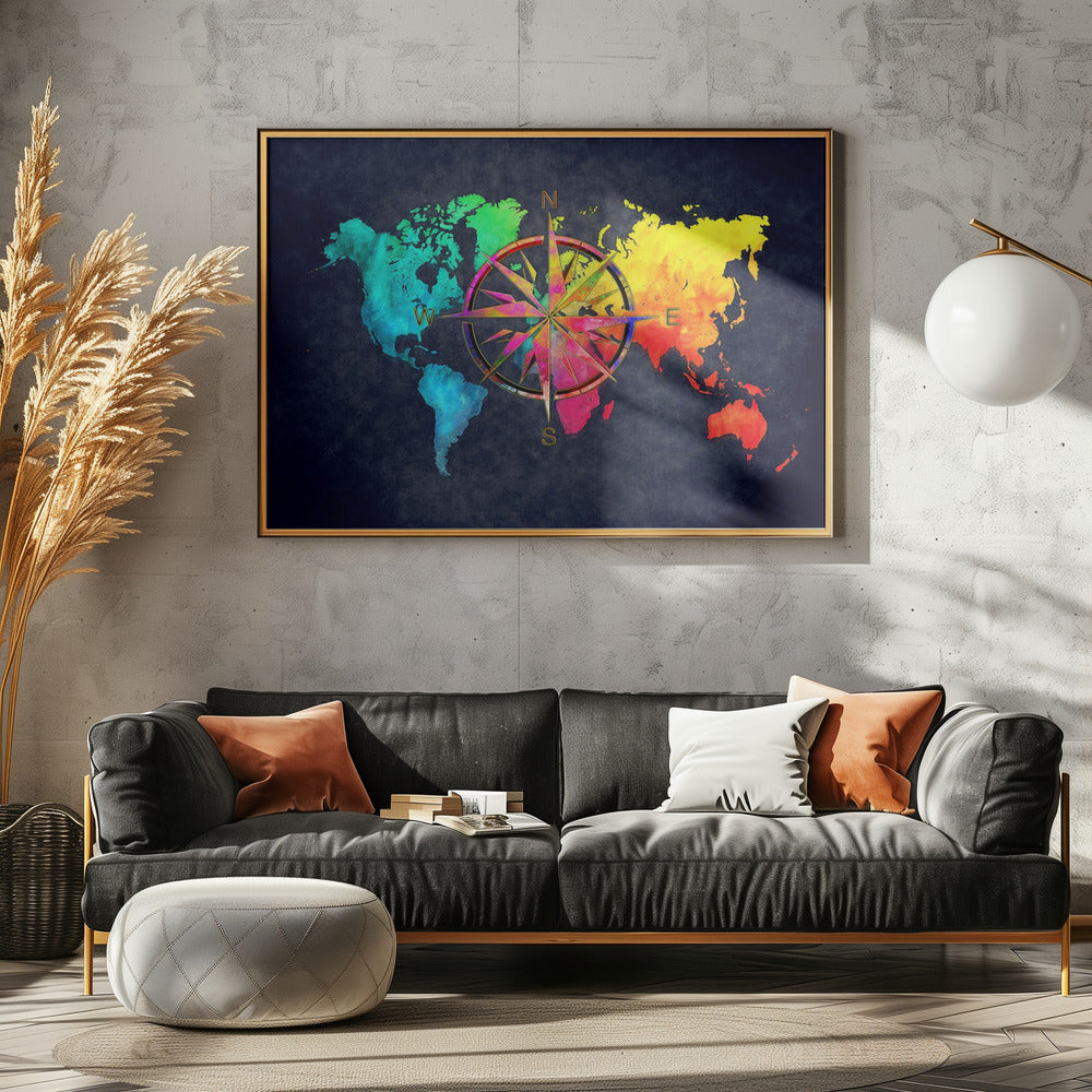 Världskarta 44 - Poster / Art Print - interiör