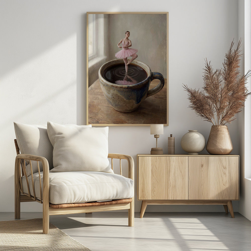 Ballerina In Coffee Cup - Poster / Art Print - interiör