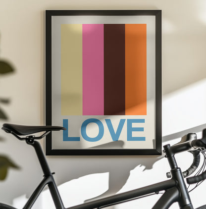 Retro Stripe LOVE Summer Fruits - Poster / Art Print - interiör