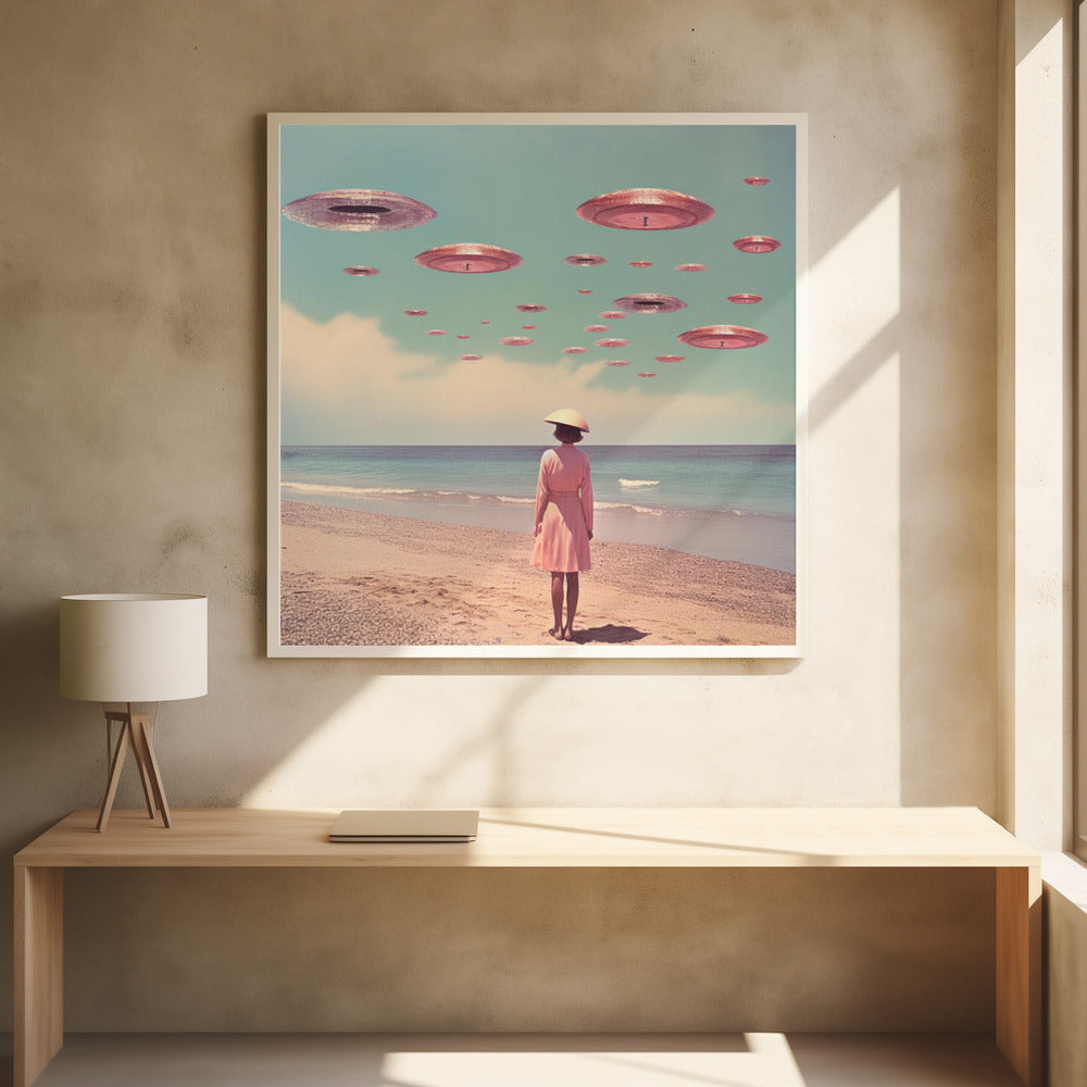 Space Beach Collage Art - Poster / Art Print - interiör
