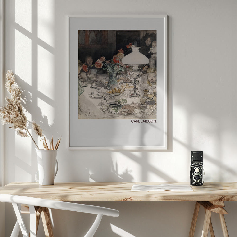 Around the Evening Lamp (1900) - Poster / Art Print - interiör