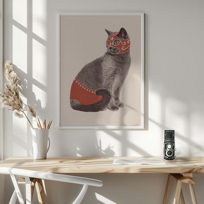 Chat Catcheur - Poster / Art Print - interiör