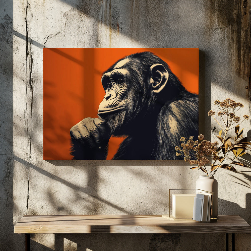 Thinking Monkey - Poster / Art Print - interiör