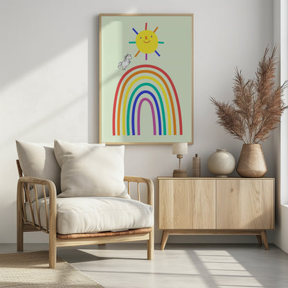 Rainbow Sun and Unicorn - Poster / Art Print - interiör