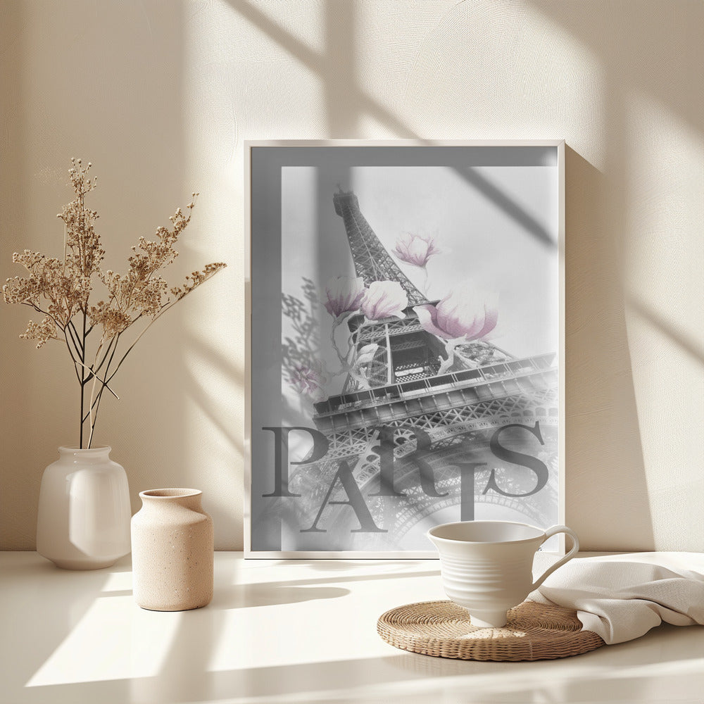 PARIS Magnolia Eiffel Tower - Poster / Art Print - interiör