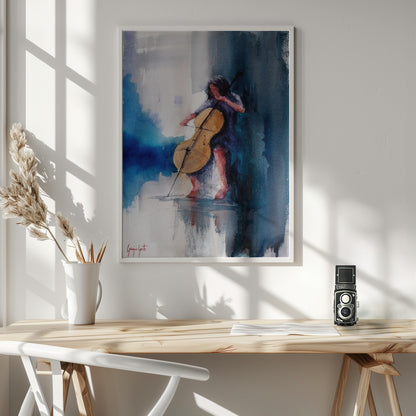 A Musician Playing A Cello - Poster / Art Print - interiör