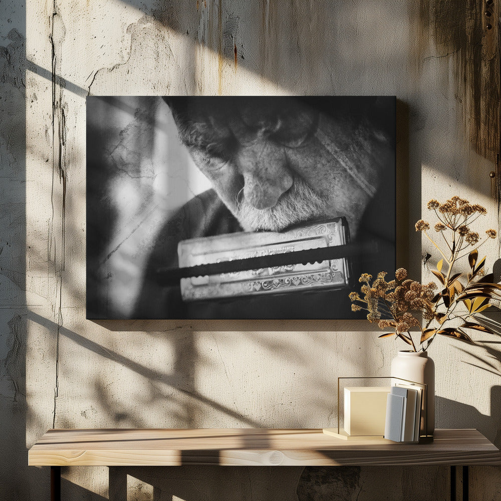 Wolf with harmonica - Poster / Art Print - interiör