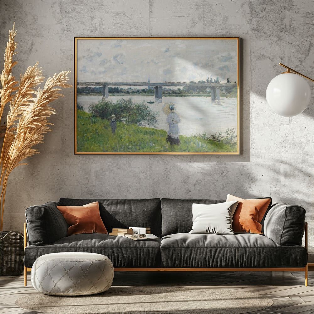 Claude Monet's the Promenade With the Railroad Bridge, Argenteuil (1874) - Poster / Art Print - interiör