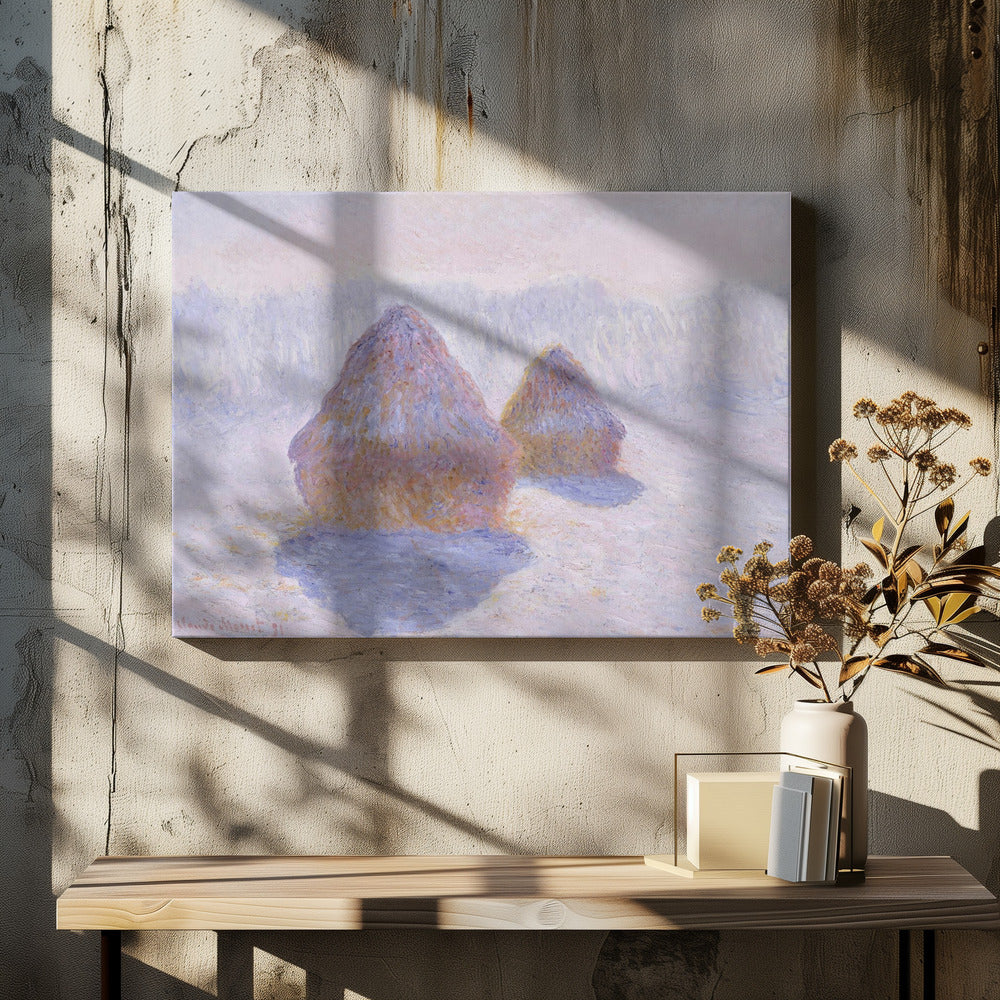 Haystacks (effect of Snow and Sun) (1891) By Claude Monet - Poster / Art Print - interiör