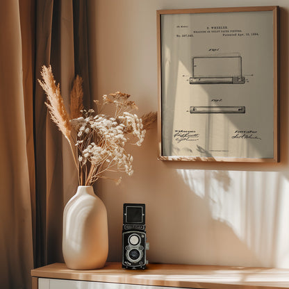 Toilet Paper Fixture Patent 1884 - Poster / Art Print - interiör