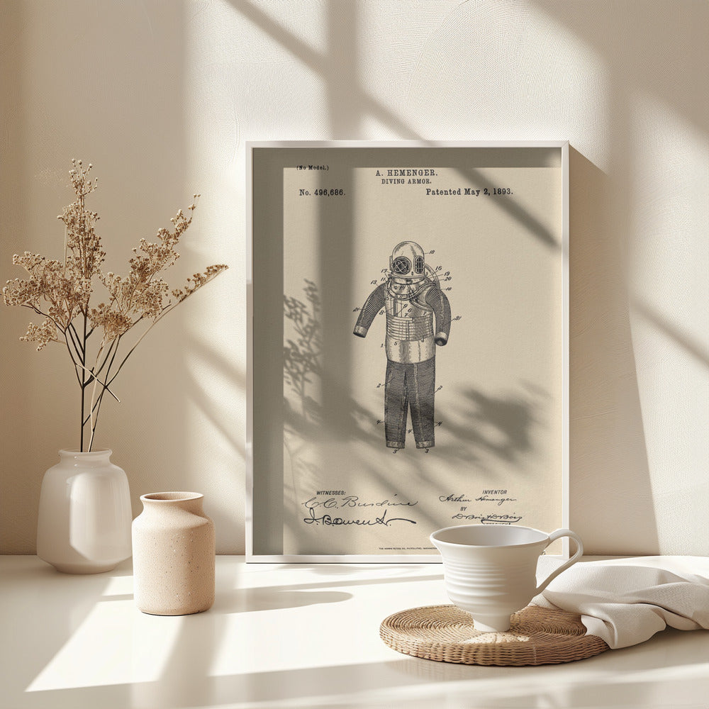 Diving Armor Patent 1893 - Poster / Art Print - interiör