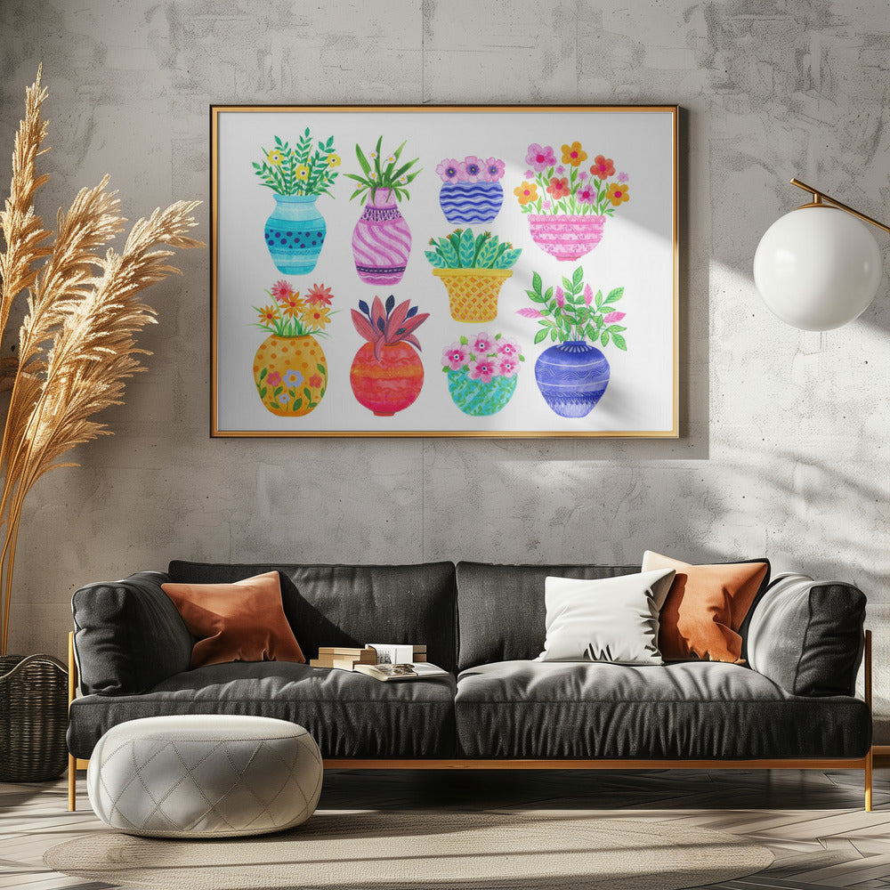 Pots and Flowers - Poster / Art Print - interiör