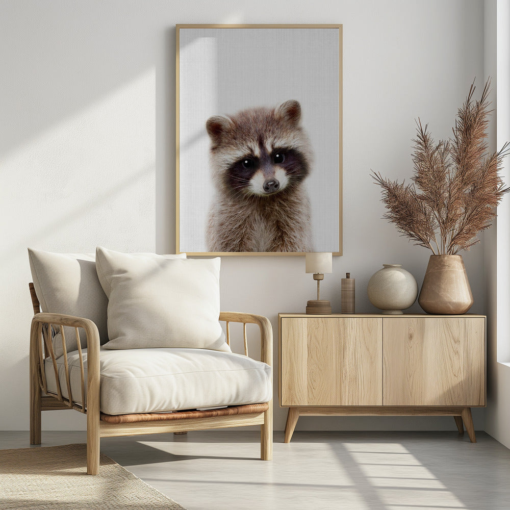 Peekaboo Raccoon - Poster / Art Print - interiör