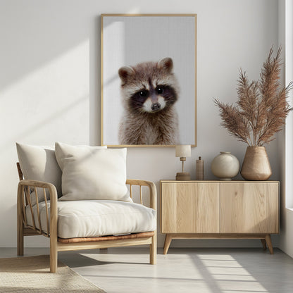 Peekaboo Raccoon - Poster / Art Print - interiör