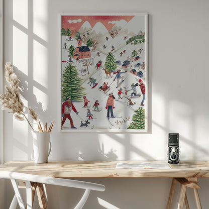 Mountain landscape with houses in the snow - Poster / Art Print - interiör