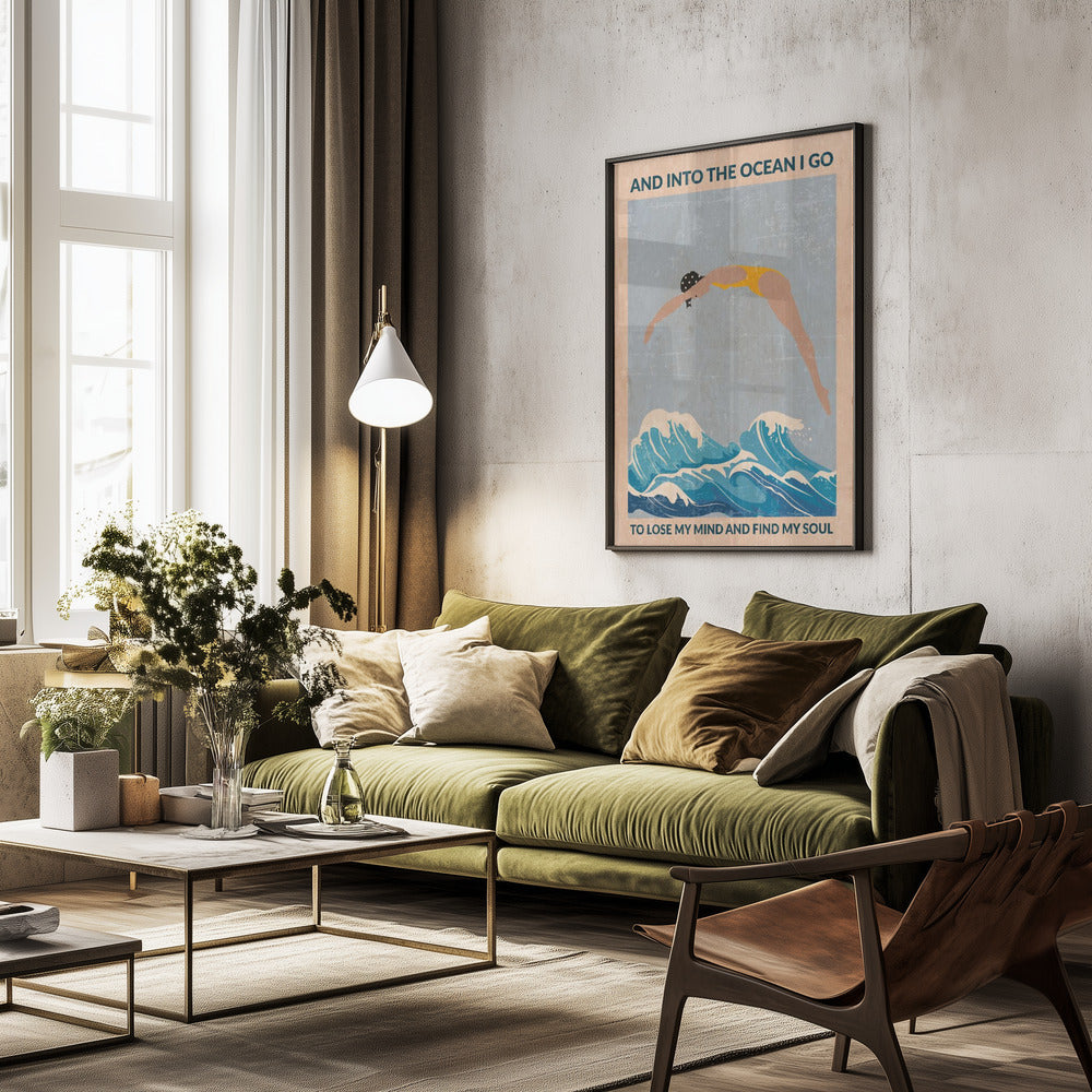 Into the Ocean (blue) Standard Wall Art - Poster / Art Print - interiör
