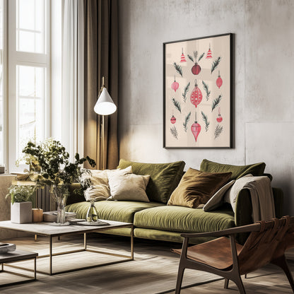 Pink Baubles - Poster / Art Print - interiör