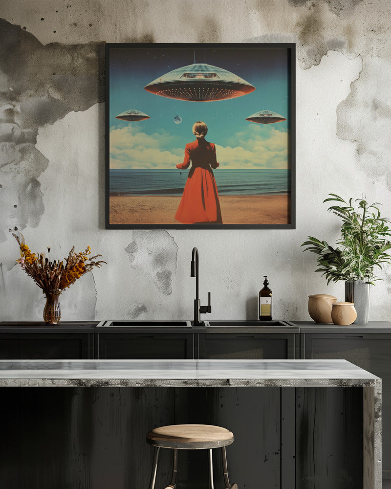 UFO Skies Collage Art - Poster / Art Print - interiör