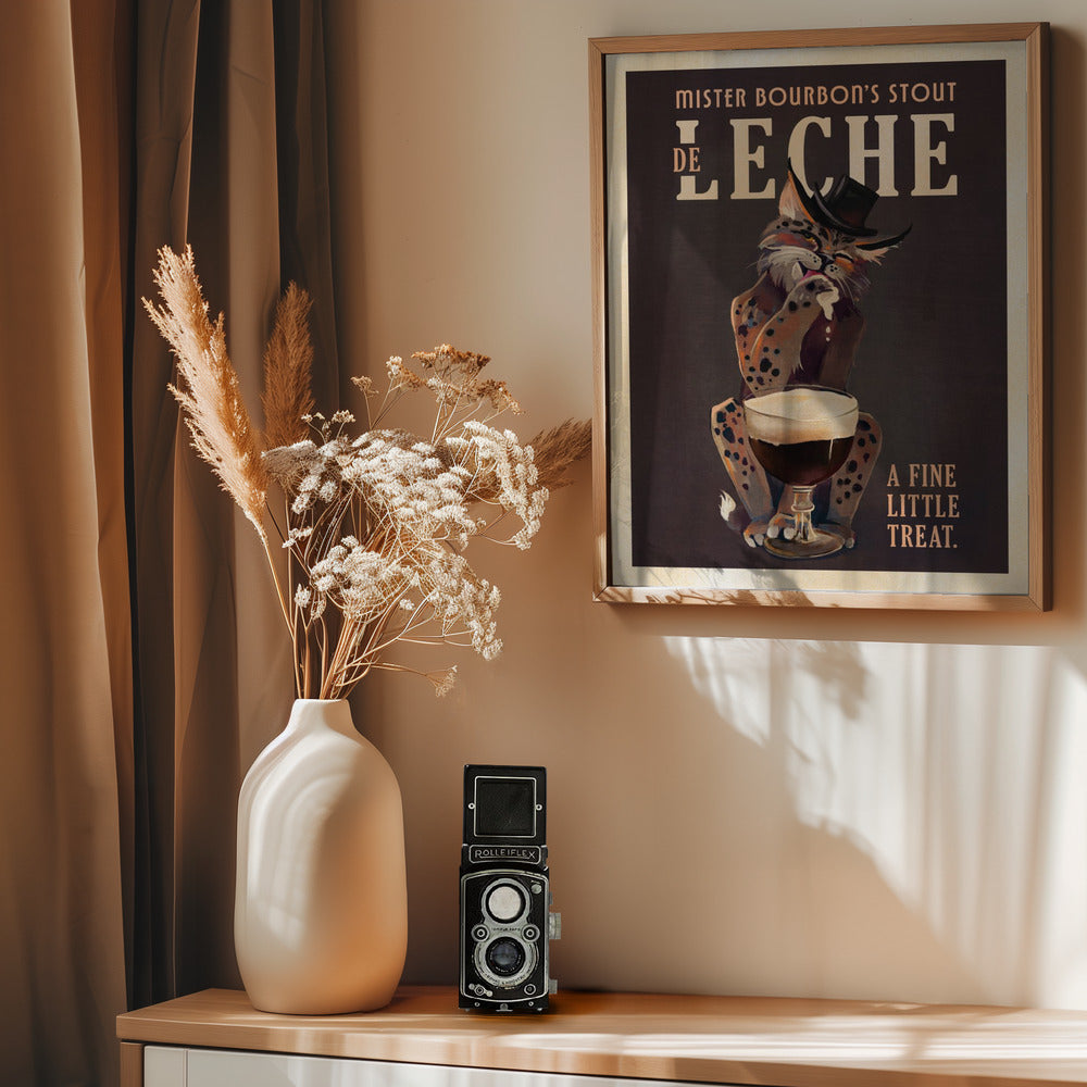 Bourbon De Leche Guinness Style Cat Art - Poster / Art Print - interiör