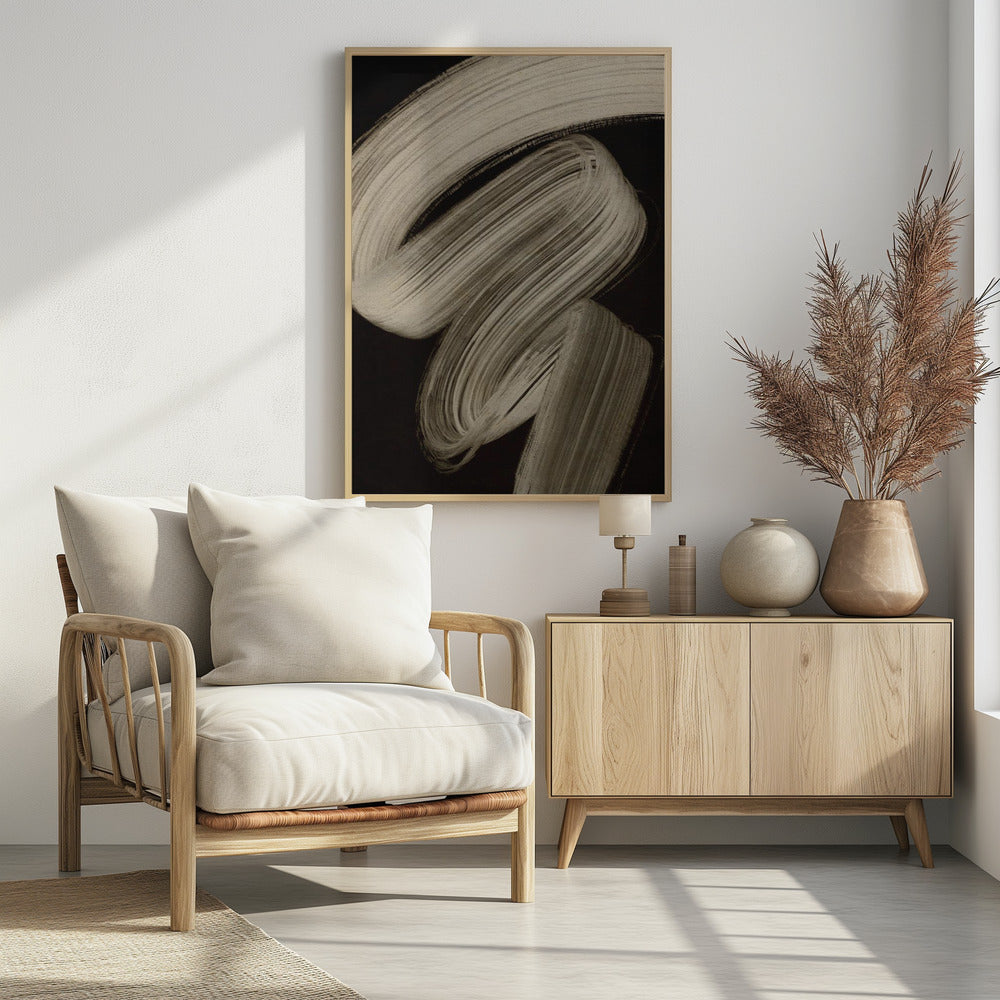 Beige strokes no 2 - Poster / Art Print - interiör