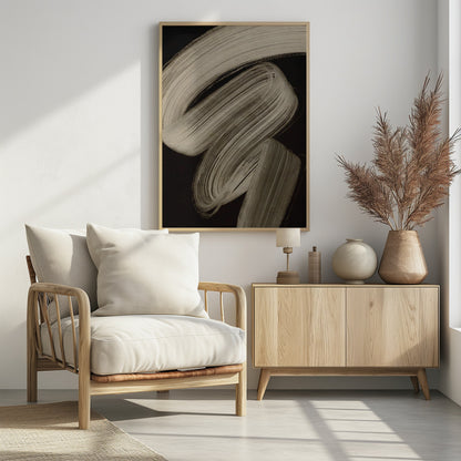 Beige strokes no 2 - Poster / Art Print - interiör