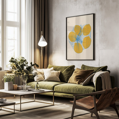 Five Lemons In a Net Bag - Poster / Art Print - interiör