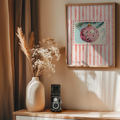 Pink Christmas Bauble - Poster / Art Print - interiör