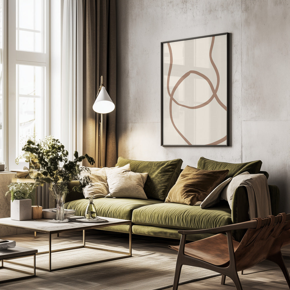 Abstract Lines Mocha 6 - Poster / Art Print - interiör
