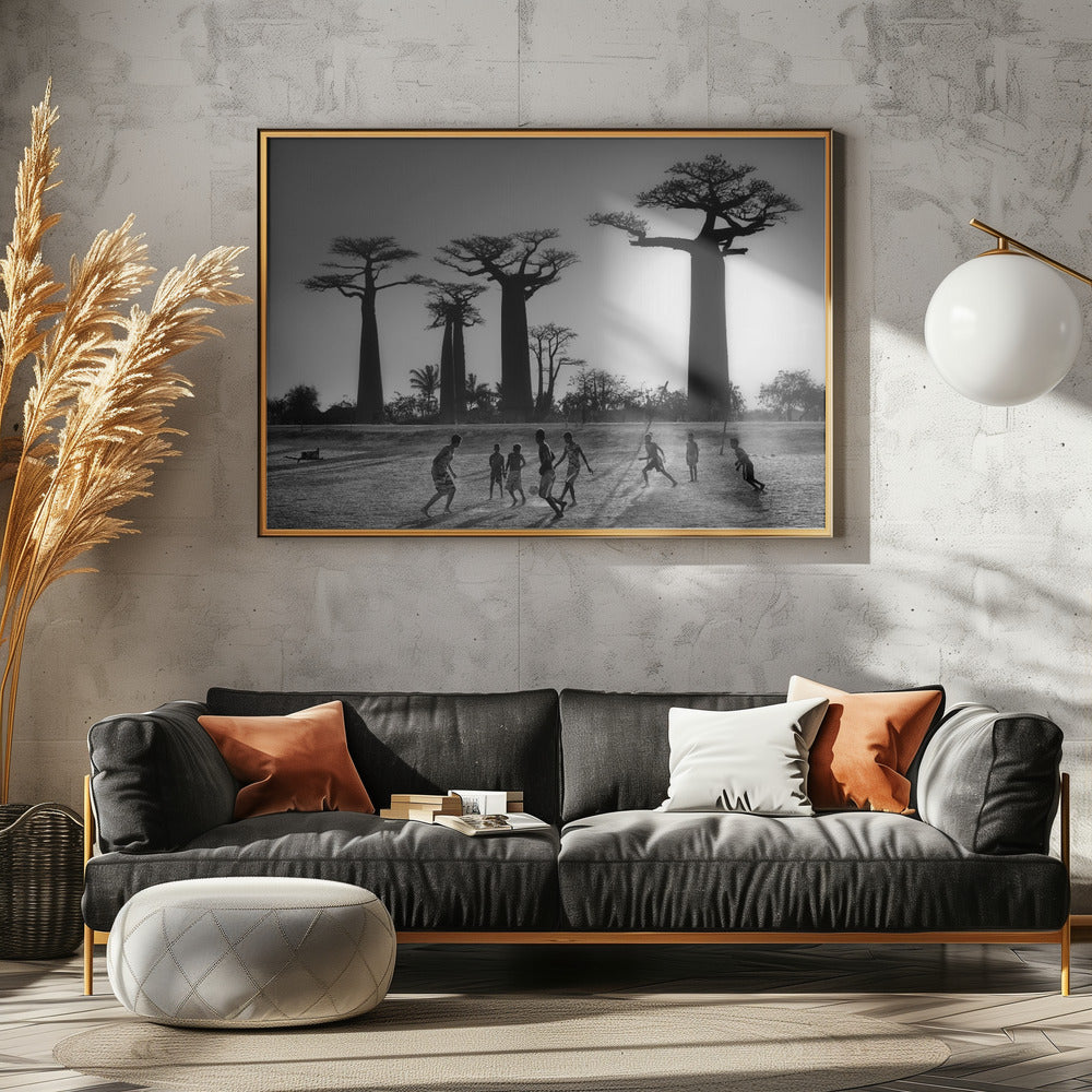 Soccer at sunset - Poster / Art Print - interiör