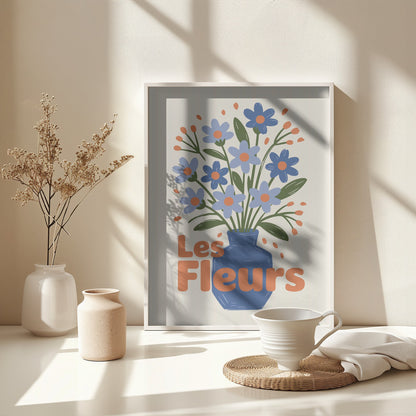 Charming Blue Blooms - Poster / Art Print - interiör