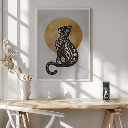 Mystic Moon Cat - Poster / Art Print - interiör