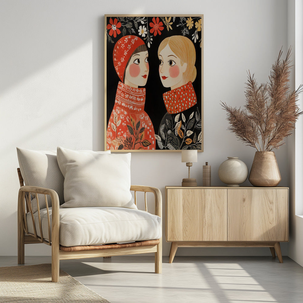 Vintage Style Mag Women Knittwear - Poster / Art Print - interiör