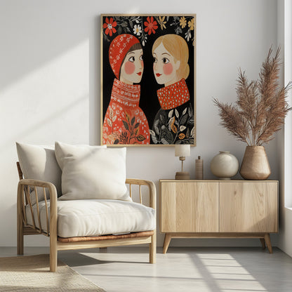 Vintage Style Mag Women Knittwear - Poster / Art Print - interiör