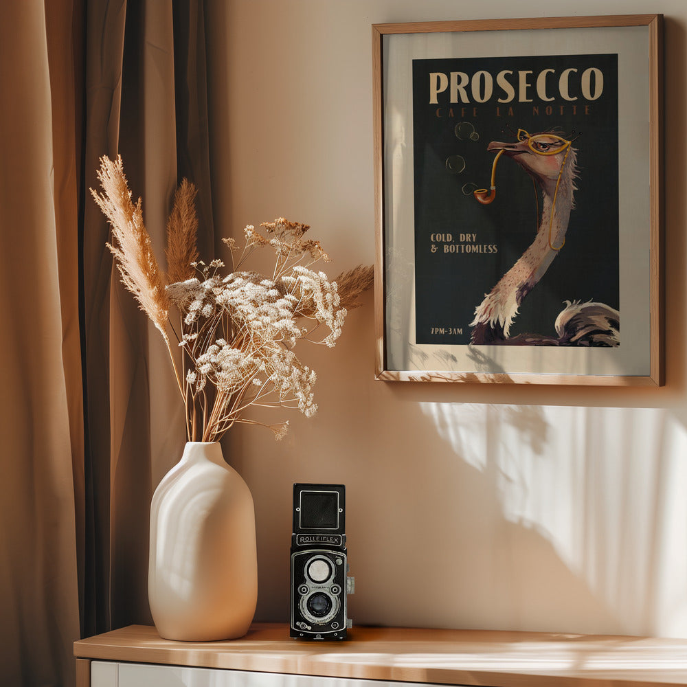 Art Deco Prosecco Wall Art Of An Ostrich - Poster / Art Print - interiör