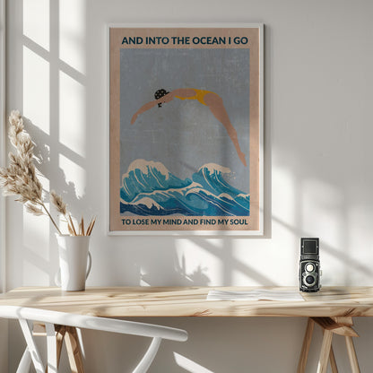 Into the Ocean (blue) Standard Wall Art - Poster / Art Print - interiör