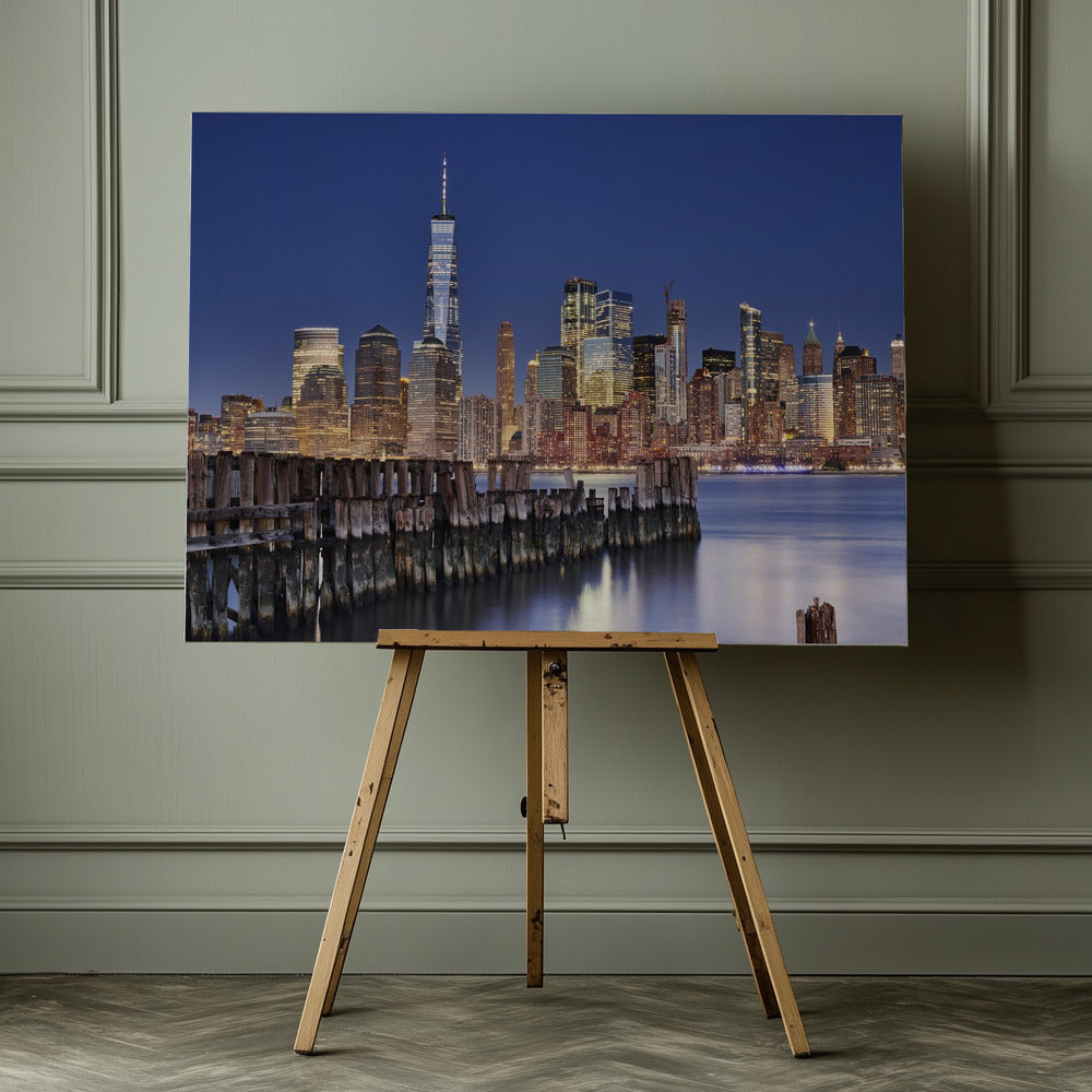 Manhattan Skyline at night - Poster / Art Print - interiör