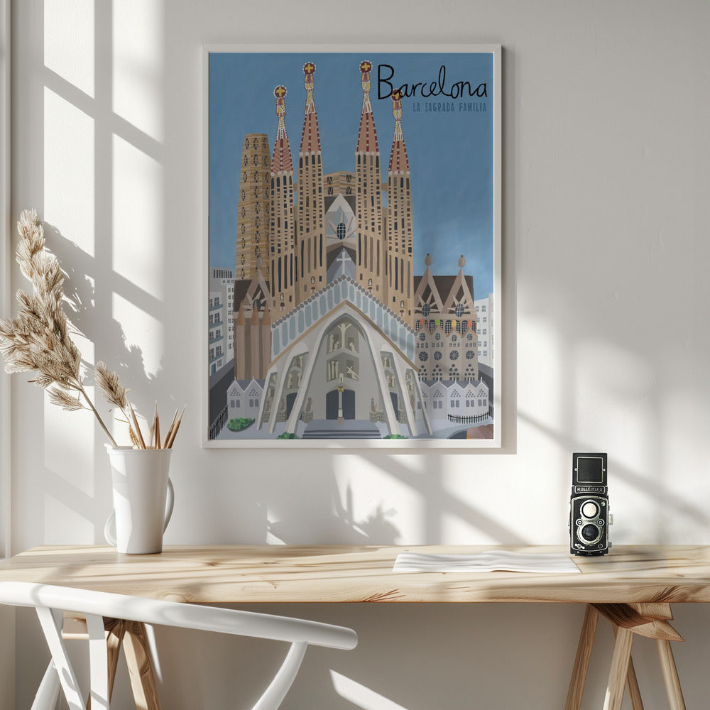 The Sagrada Familia, Barcelona by Artist Carla Daly - Poster / Art Print - interiör