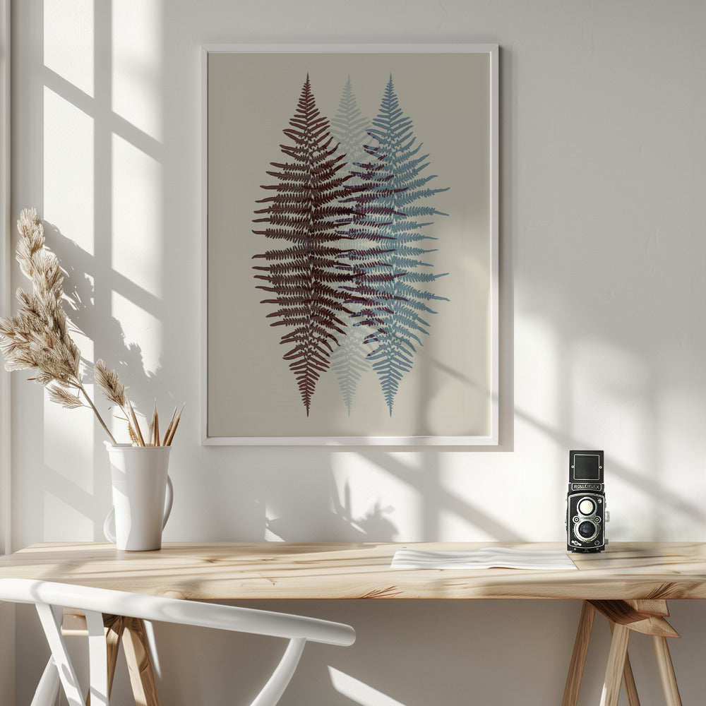 Chocolate and Teal Fern - Poster / Art Print - interiör